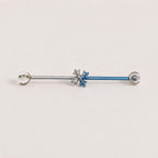 Fleur-de-Lis Crystal titanium industrial barbell, detail view 8