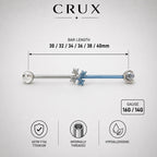 Fleur-de-Lis Crystal titanium industrial barbell, detail view 9