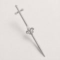 Fleur-de-Lis Sword titanium industrial barbell, detail view 7