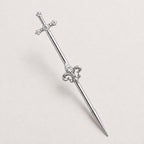 Fleur-de-Lis Sword titanium industrial barbell, detail view 7