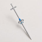 Fleur-de-Lis Sword titanium industrial barbell, detail view 8