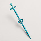 Fleur-de-Lis Sword titanium industrial barbell, detail view 9