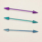 Gradient Ball & Spike titanium industrial barbell, detail view 5