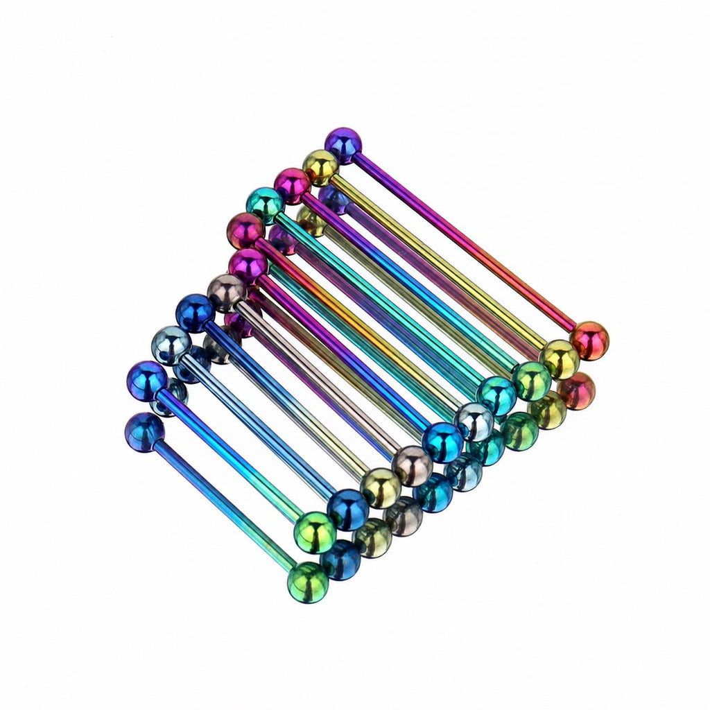 Gradient Ball & Spike titanium industrial barbell, detail view 6
