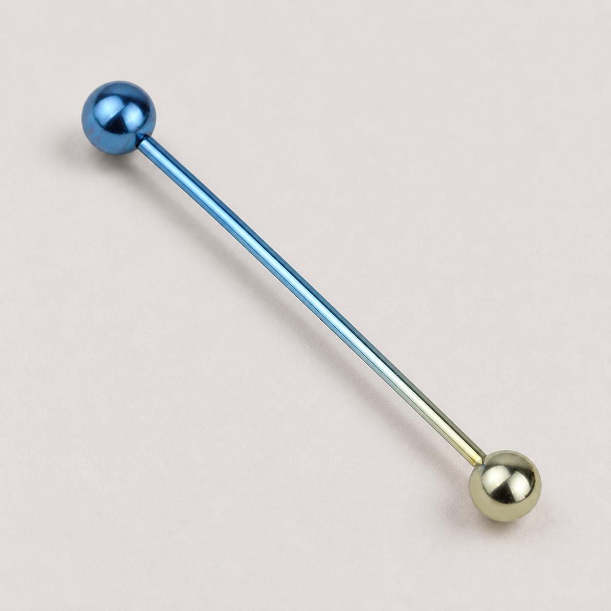 Gradient Ball & Spike titanium industrial barbell, detail view 9