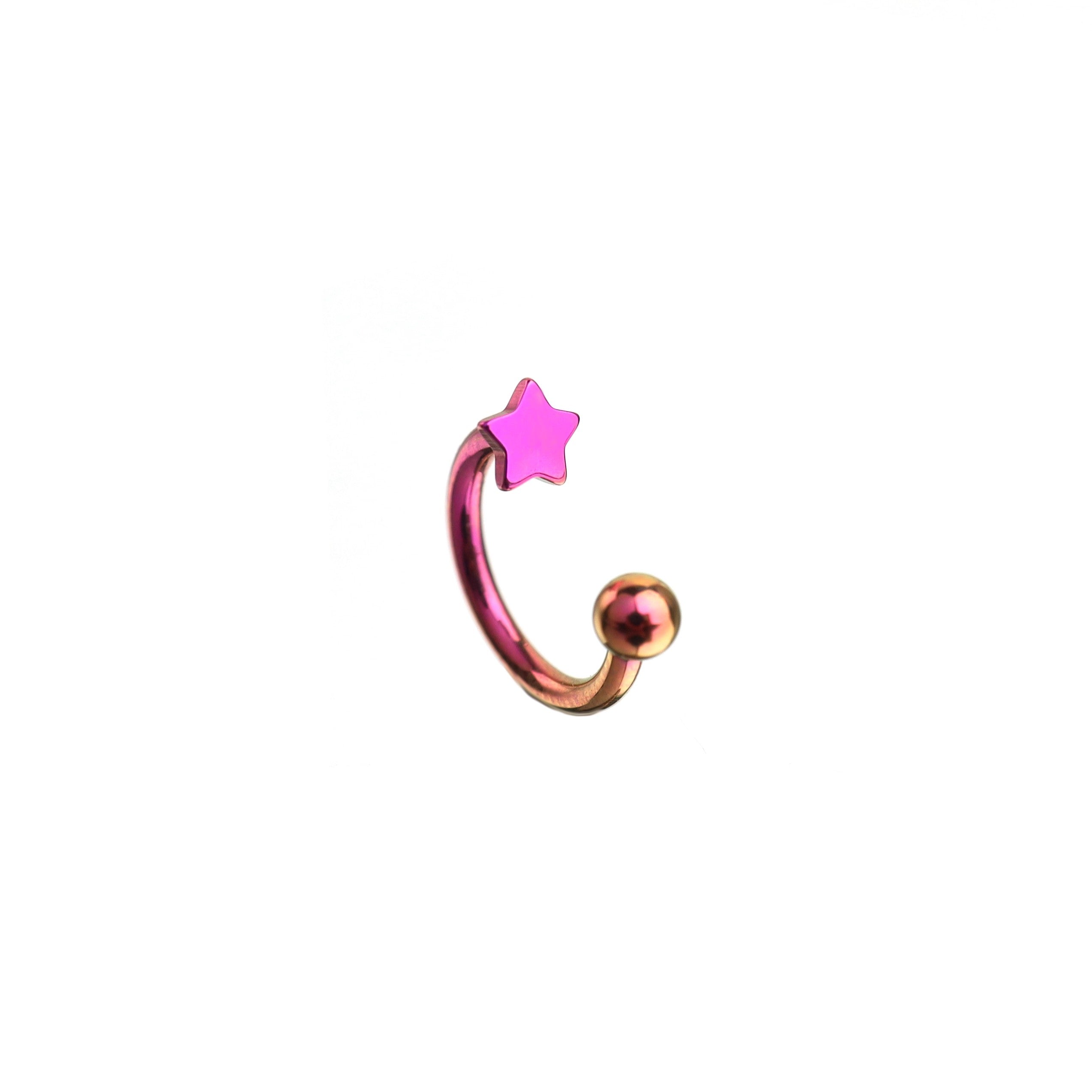 16G Star Titanium Internally Threaded Horseshoe Ring - 16G Star Titanium Internally Threaded Horseshoe Ring - Pink-Purple Gradient / 6 mm by CRUXJEWELRY