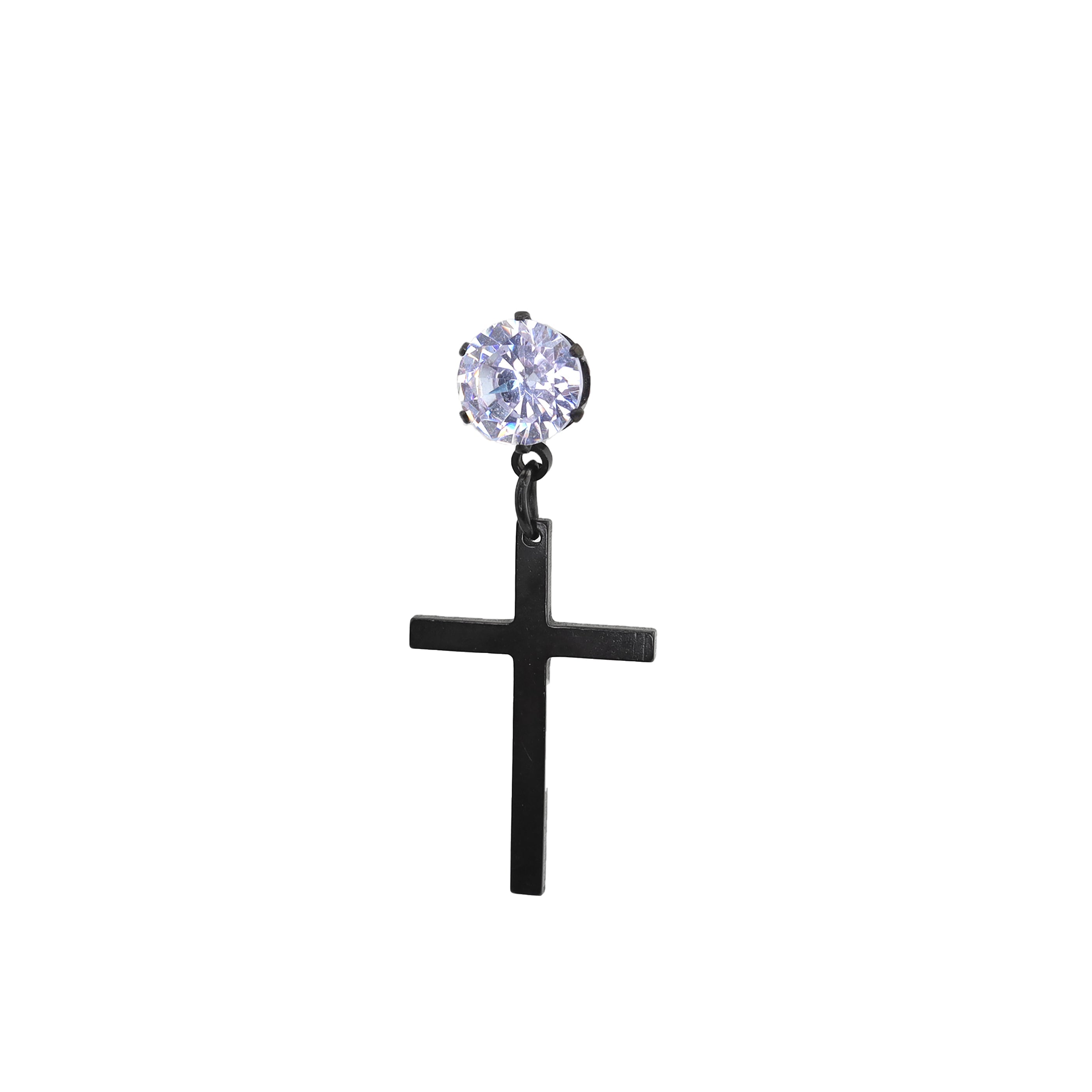 Cross CZ stainless steel Pendant Earring - Cross CZ stainless steel Pendant Earring - White by CRUXJEWELRY