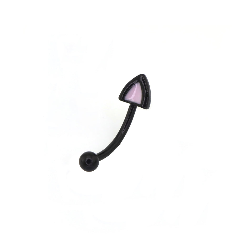 Paws & Purrs - Colorful Cat Ear Stainless Steel Rook Stud - Paws & Purrs - Colorful Cat Ear Stainless Steel Rook Stud - Black / Single / 8mm by CRUXJEWELRY