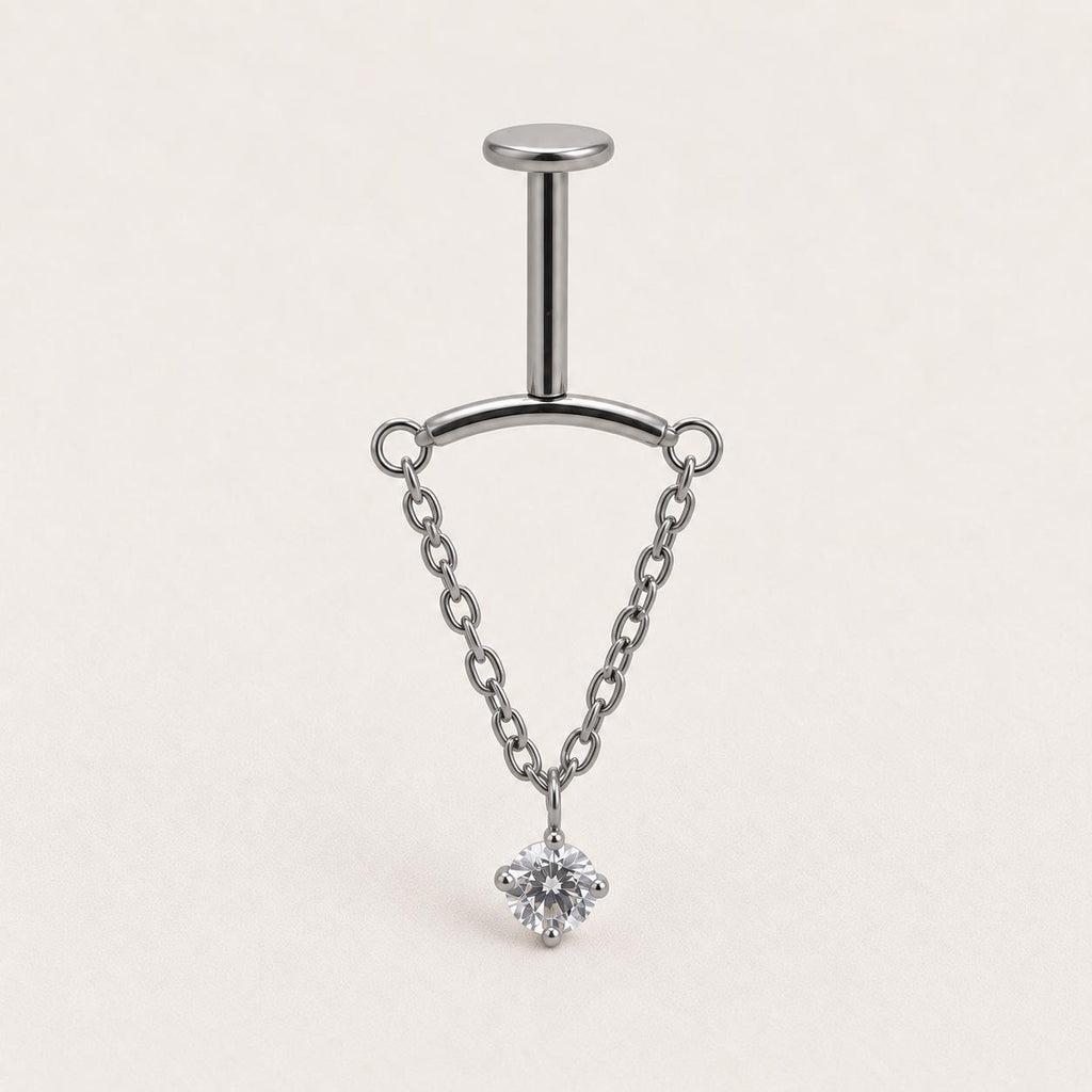 Crystal Chain Dangle Silver Cascade detail 10