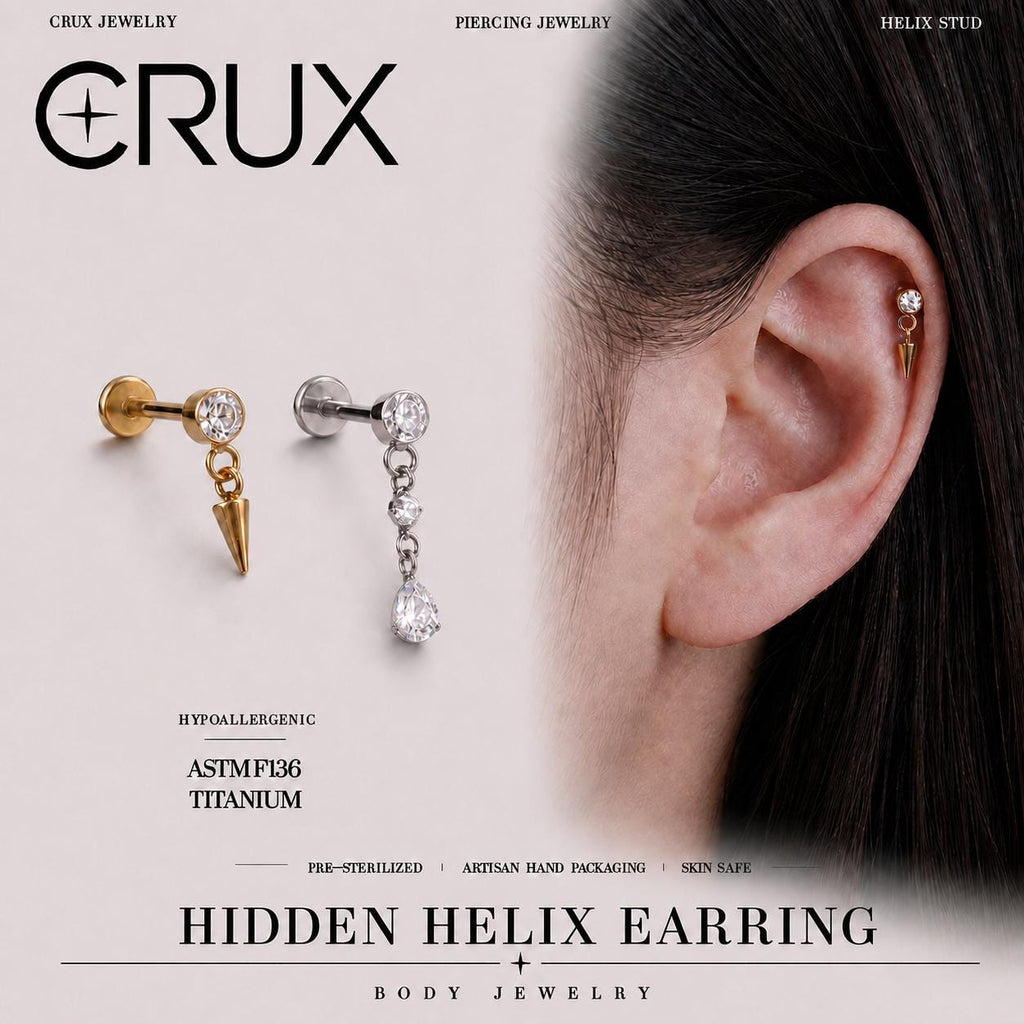 Crystal Spike & Teardrop Dangle hidden helix jewelry