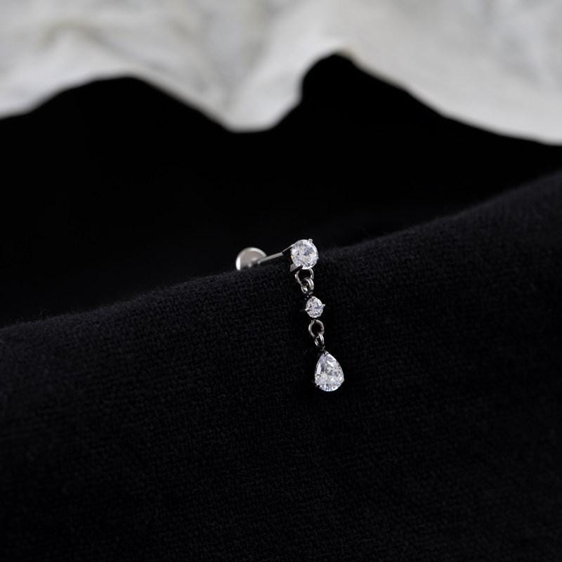 Crystal Spike & Teardrop Dangle Silver | Raindrop detail 8