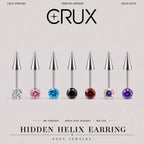 Round CZ & Spike Barbell hidden helix jewelry