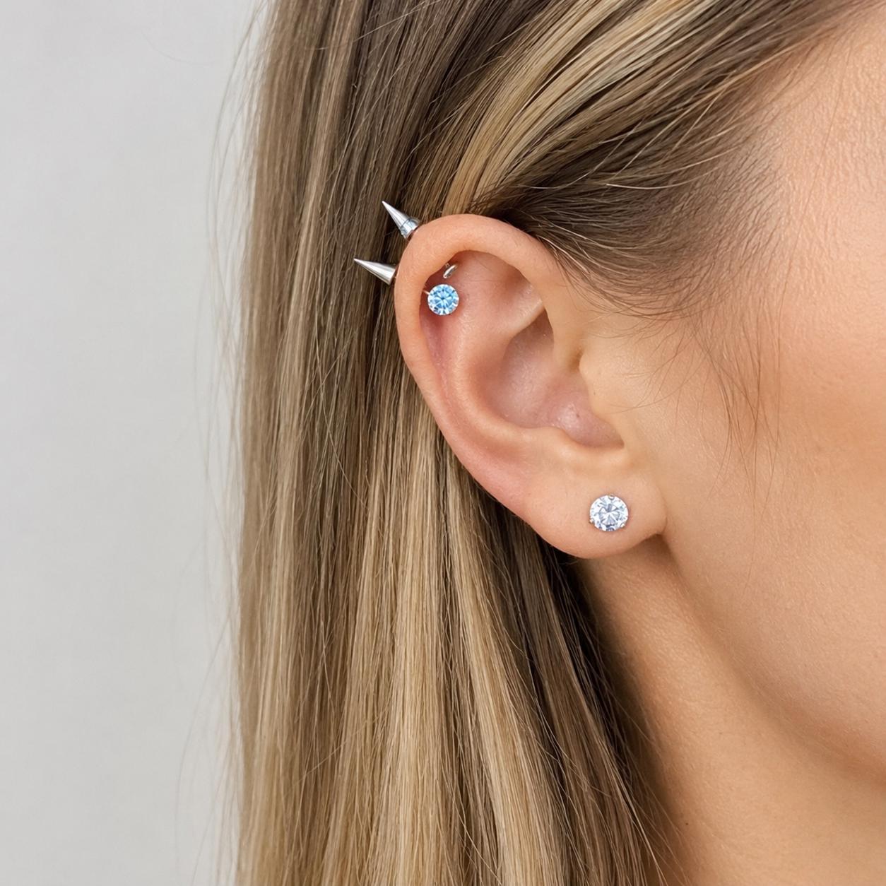Round CZ & Spike Barbell detail 2
