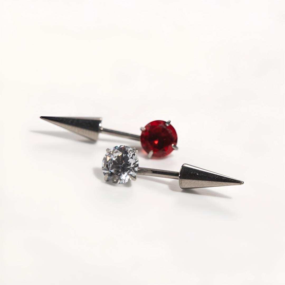 Round CZ & Spike Barbell detail 4