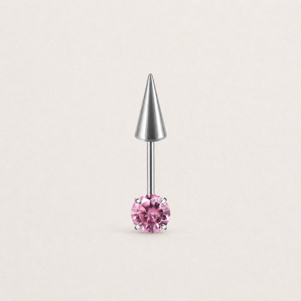 Round CZ & Spike Barbell Pink Charm detail 7