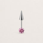 Round CZ & Spike Barbell Pink Charm detail 7