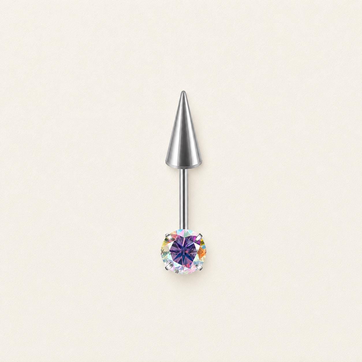 Round CZ & Spike Barbell Aurora Prism detail 9