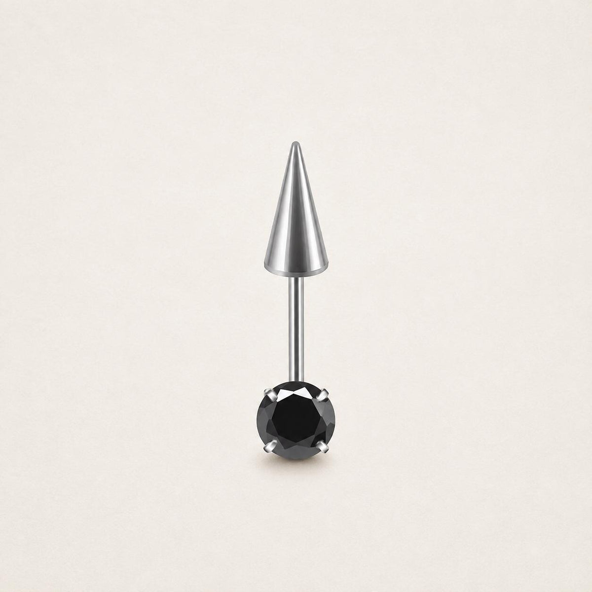 Round CZ & Spike Barbell Onyx Night detail 10