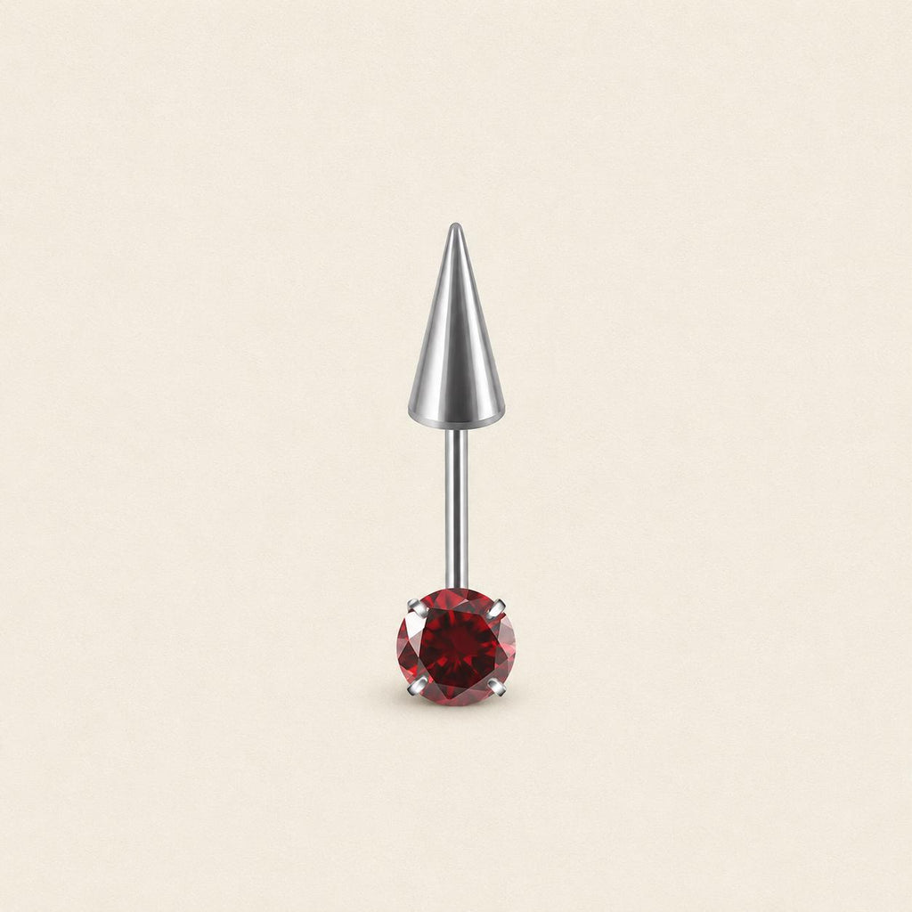 Round CZ & Spike Barbell Ruby Flame detail 13