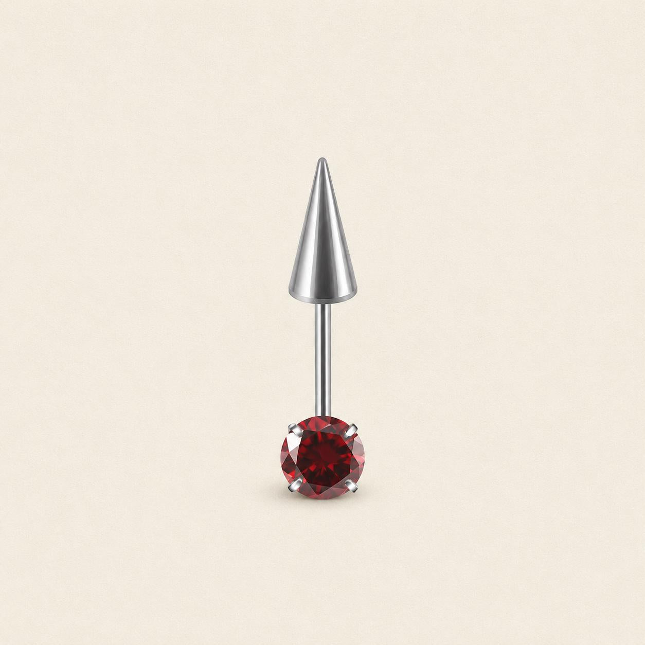 Round CZ & Spike Barbell Ruby Flame detail 13