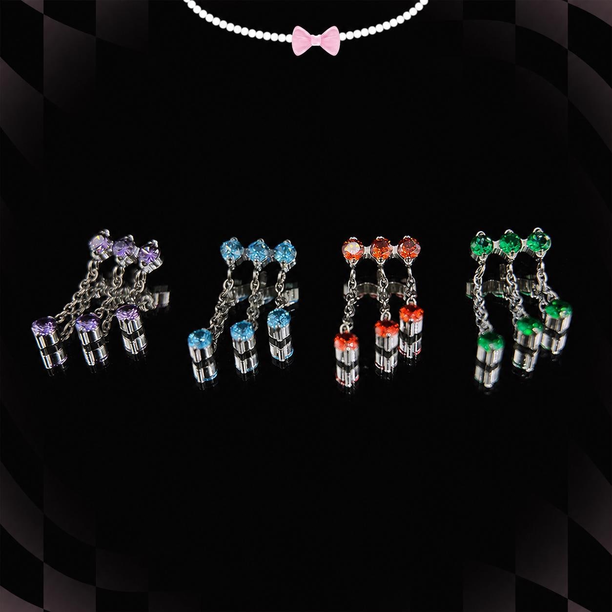 Triple Crystal Chain Tassel detail 4