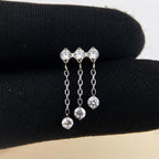 Triple Crystal Chain Tassel Silver Cascade detail 9