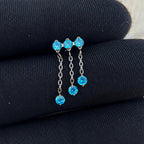 Triple Crystal Chain Tassel Aqua Rain detail 12