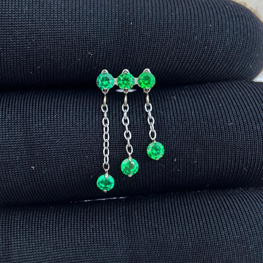 Triple Crystal Chain Tassel Emerald Falls detail 13