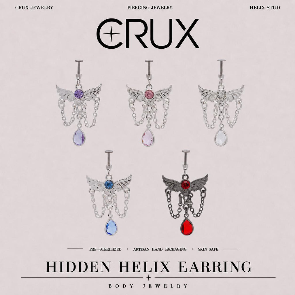 Devil Wing Crystal Dangle hidden helix jewelry