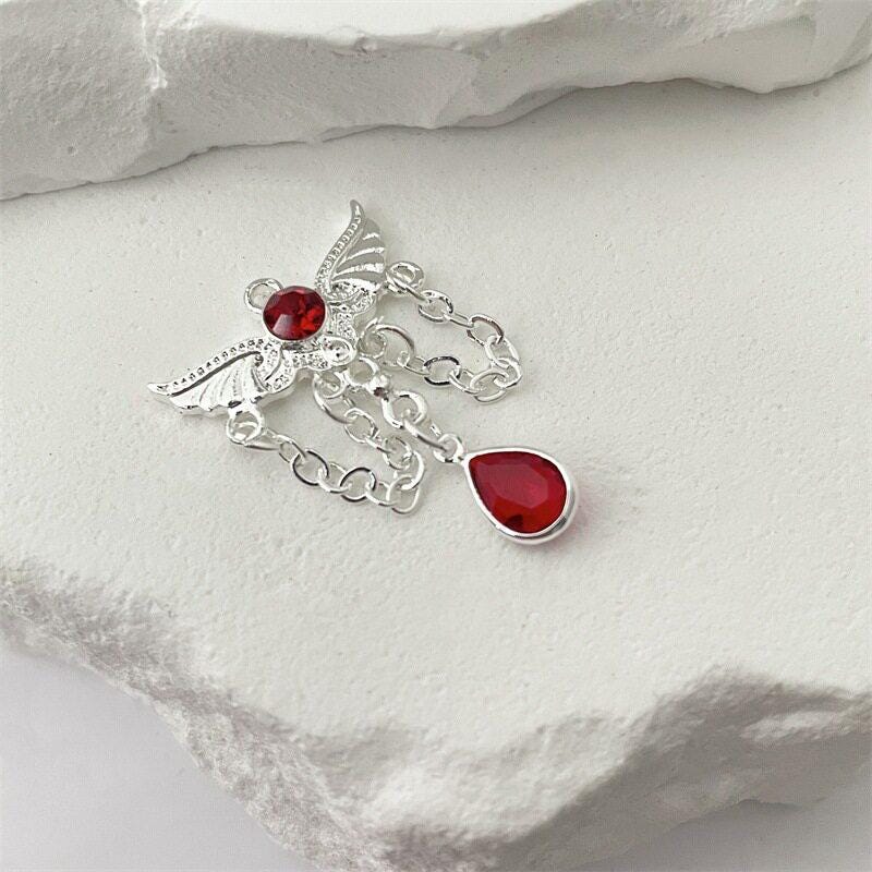 Devil Wing Crystal Dangle Silver｜Crimson Hex detail 7