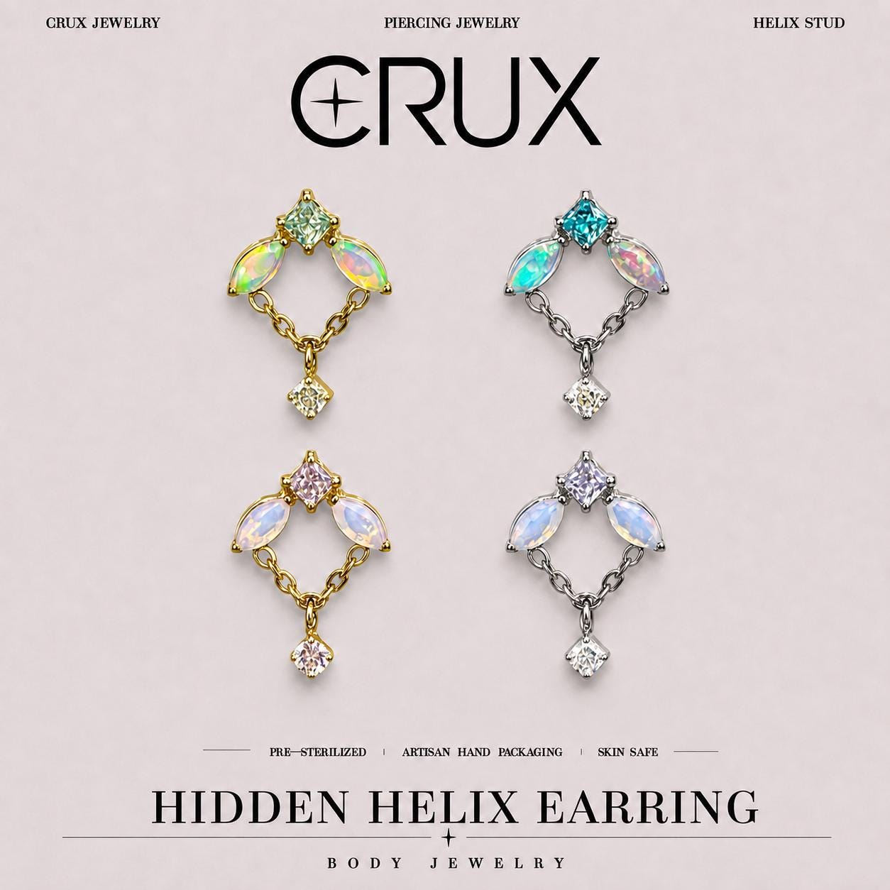 Iridescent Leaf Chain Dangle hidden helix jewelry