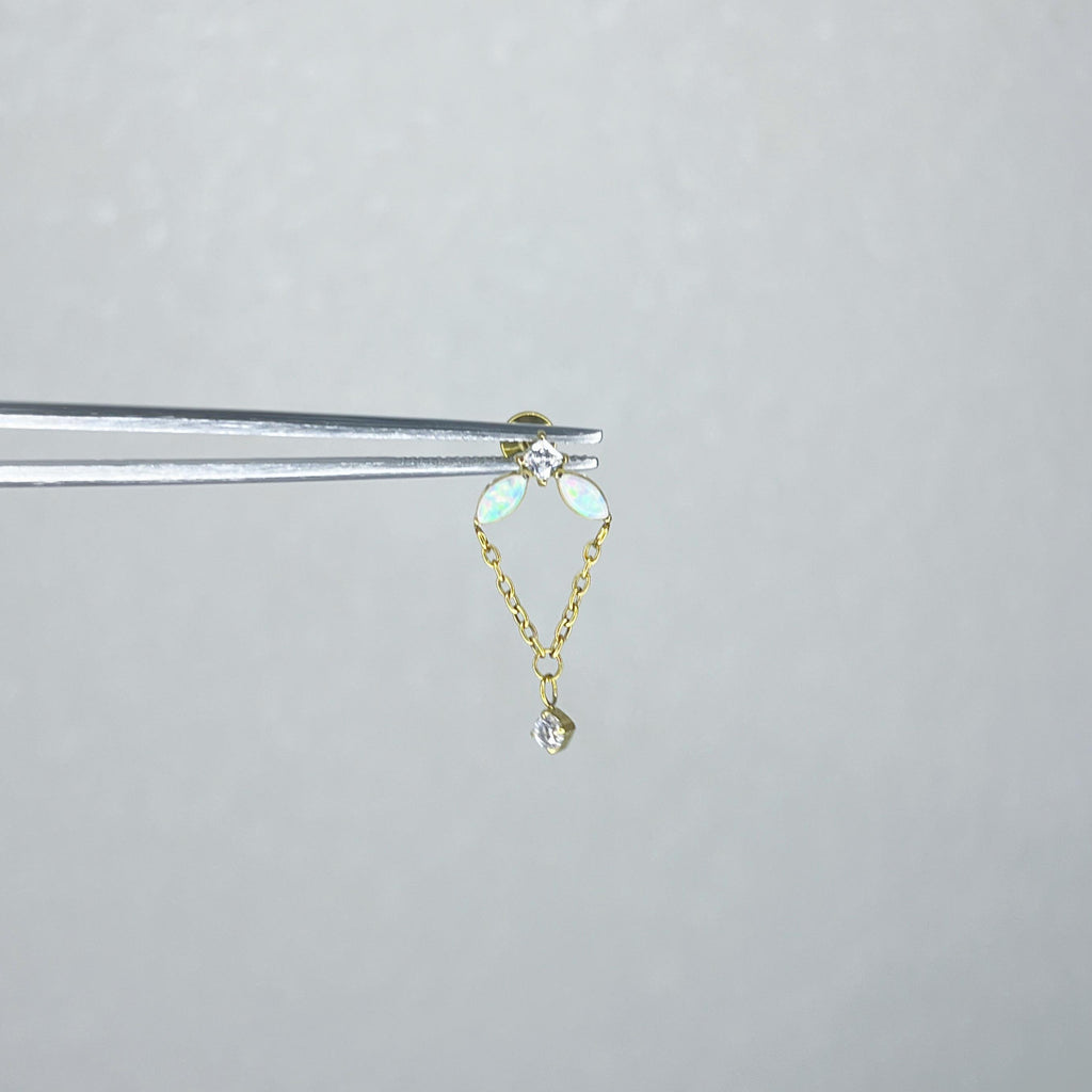 Iridescent Leaf Chain Dangle detail 4