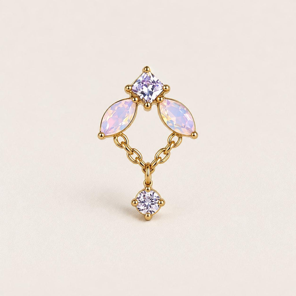 Iridescent Leaf Chain Dangle Lilac Glow detail 10