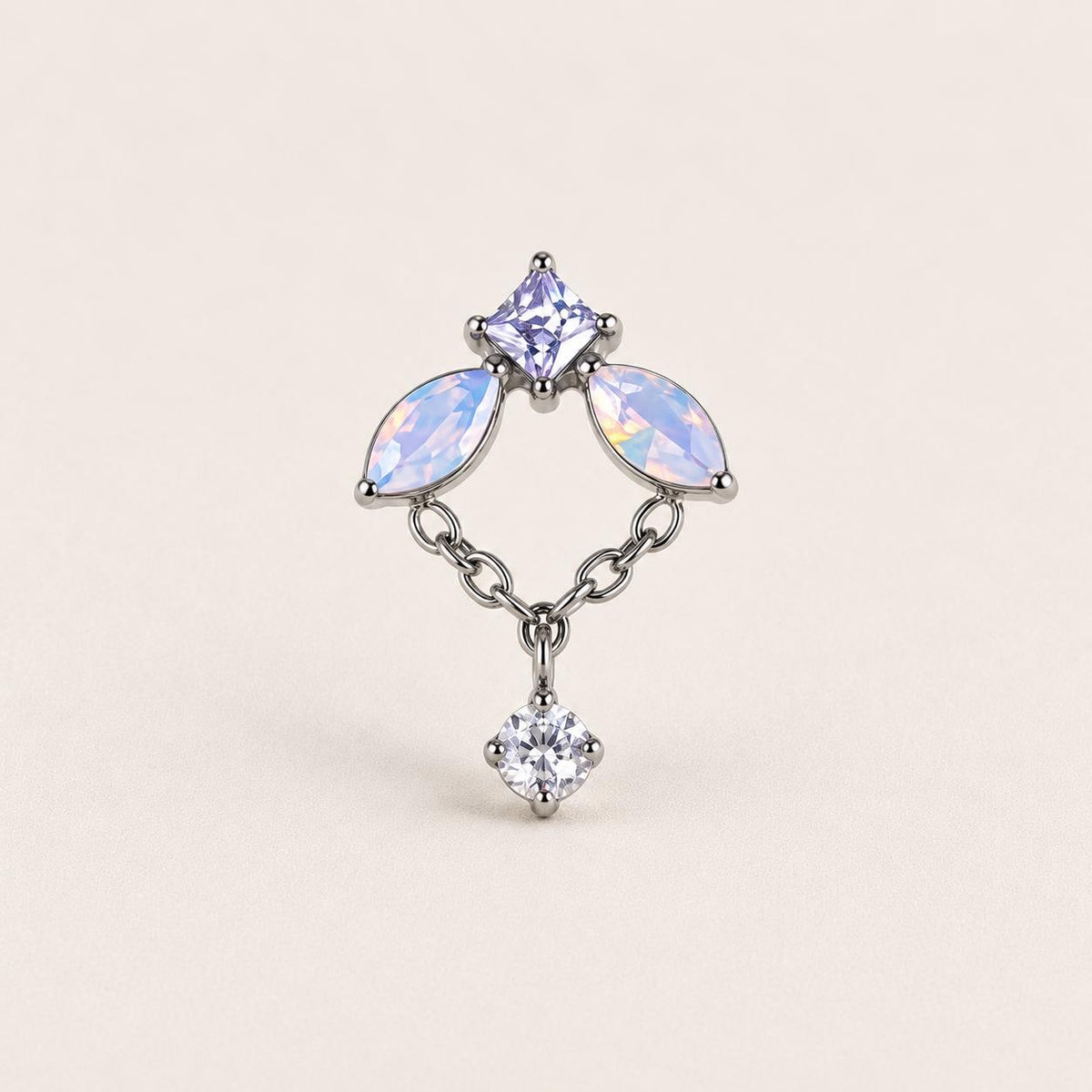 Iridescent Leaf Chain Dangle Lilac Mist detail 11
