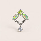Iridescent Leaf Chain Dangle Lime Fairy detail 12