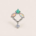 Iridescent Leaf Chain Dangle Teal Mirage detail 13
