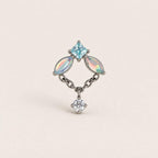 Iridescent Leaf Chain Dangle Aqua Frost detail 14