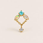Iridescent Leaf Chain Dangle Aqua Lagoon detail 15