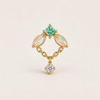 Iridescent Leaf Chain Dangle Teal Eden detail 17