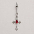 Gothic CZ Cross Dangle Crimson Oath detail 7