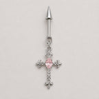 Gothic CZ Cross Dangle Rose Relic detail 8