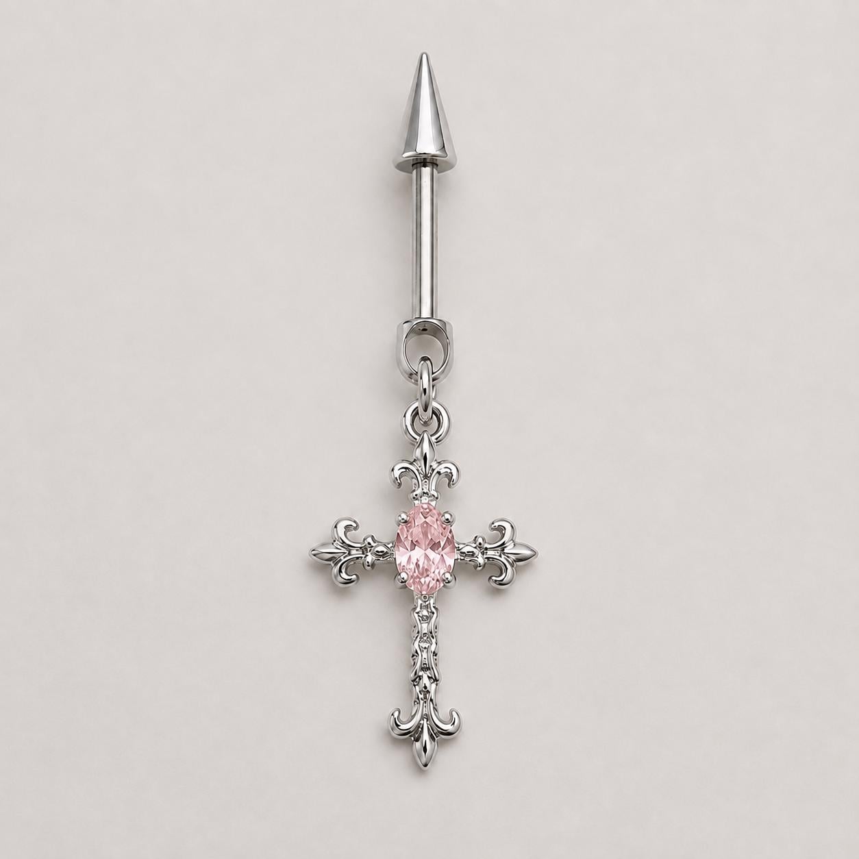 Gothic CZ Cross Dangle Rose Relic detail 8