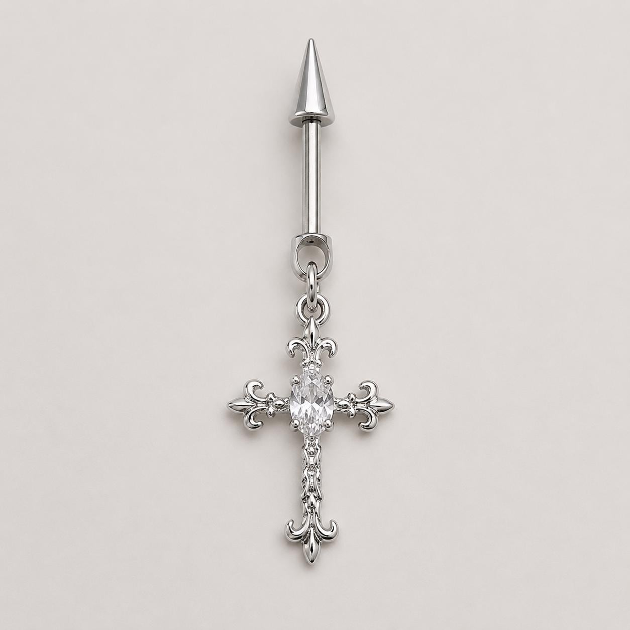 Gothic CZ Cross Dangle Sacred Light detail 10