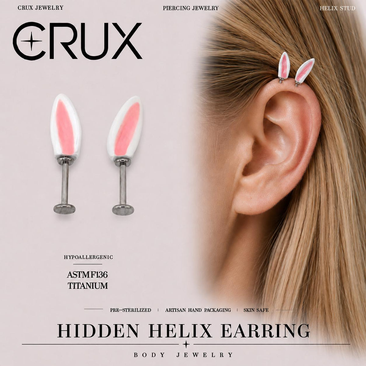Bunny & Cat Ear Sets hidden helix jewelry