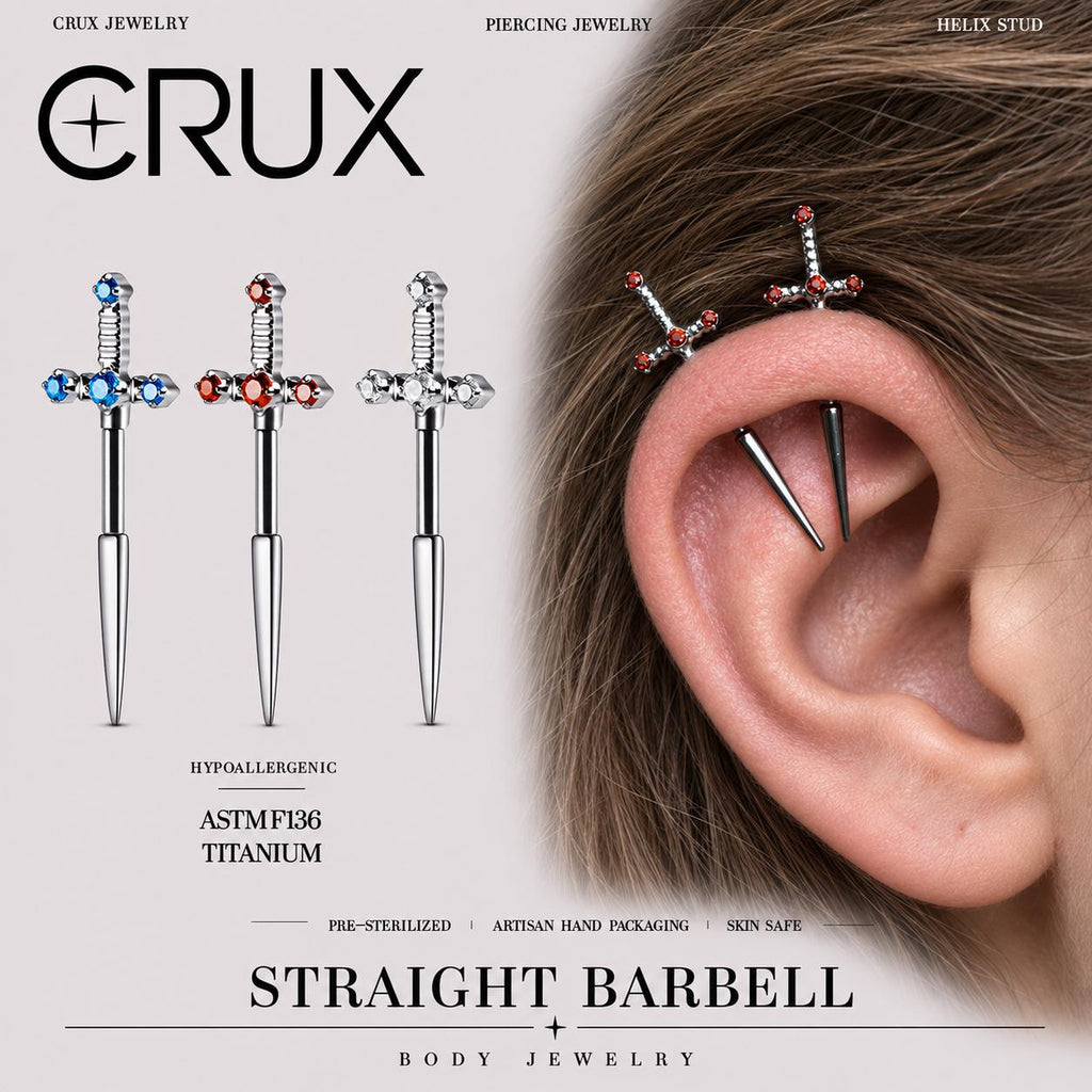 Crystal Sword Barbell hidden helix jewelry