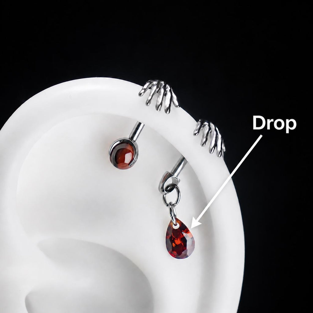 Skeleton Hand Crystal Barbell Drop｜Crimson Flame detail 5