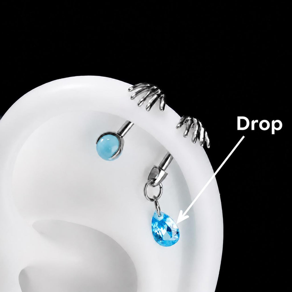 Skeleton Hand Crystal Barbell detail 7