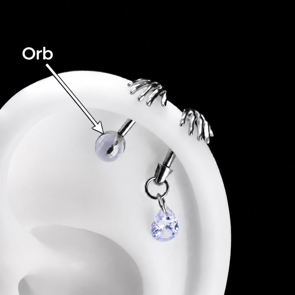 Skeleton Hand Crystal Barbell Orb｜Moon Mist detail 8