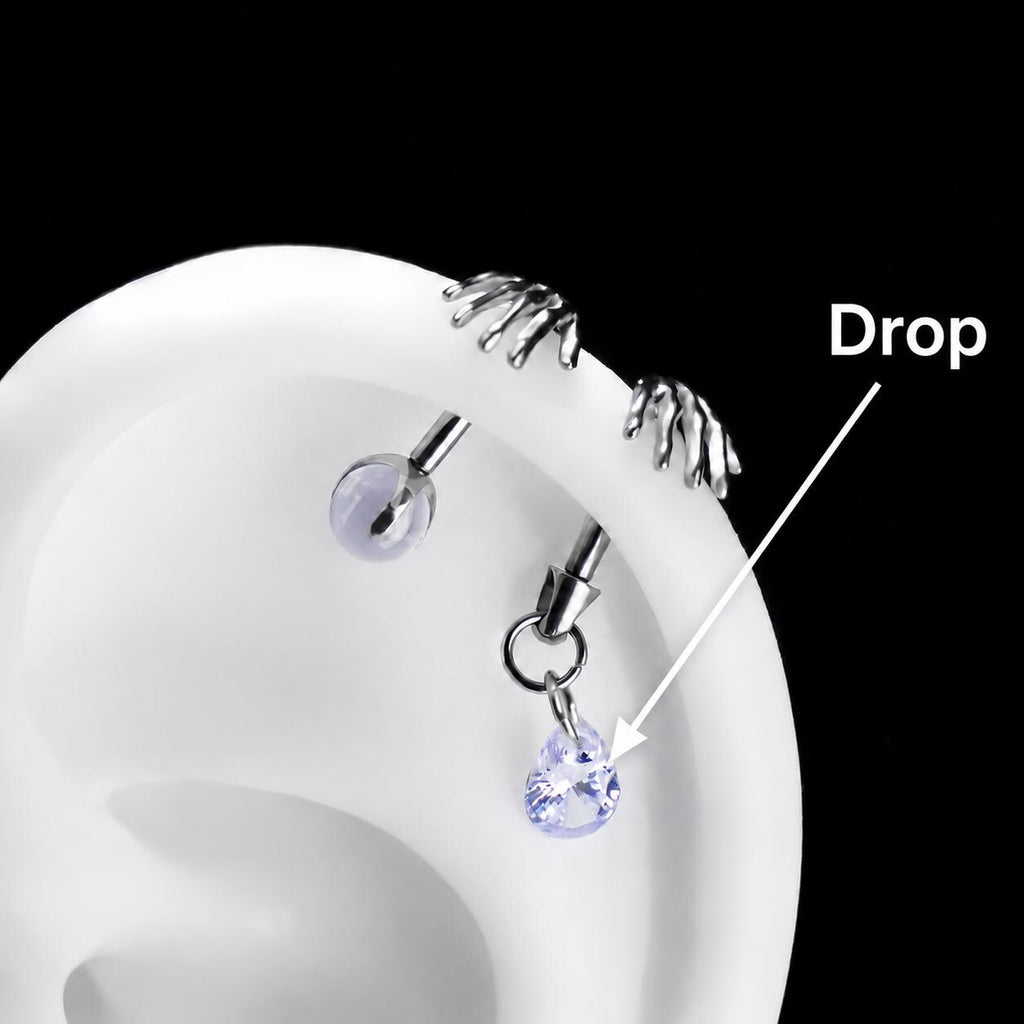 Skeleton Hand Crystal Barbell Drop｜Moon Mist detail 9