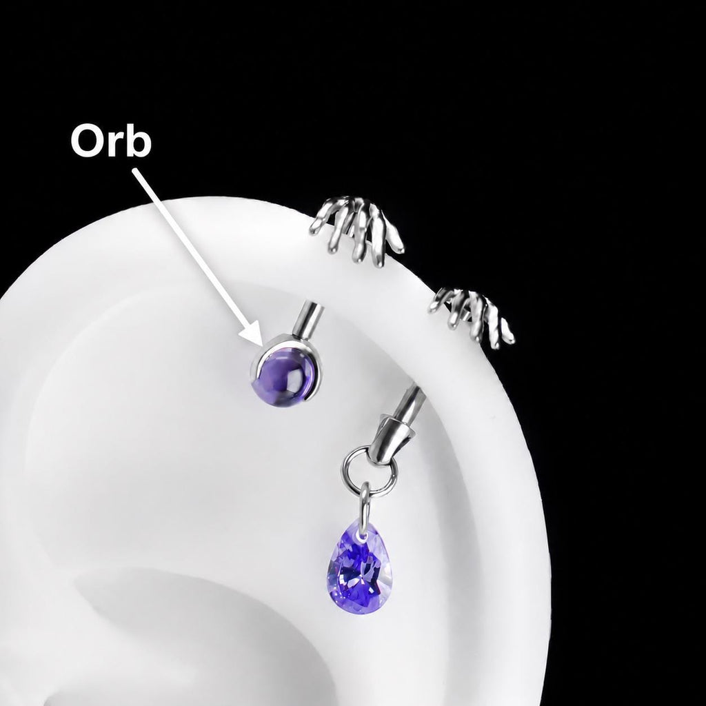 Skeleton Hand Crystal Barbell Orb｜Violet Spell detail 10
